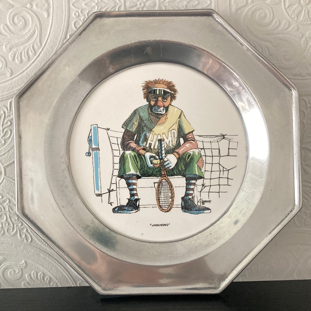 Wilton pewter clown plate ~ limited edition ~ in the center ring ~ tennis